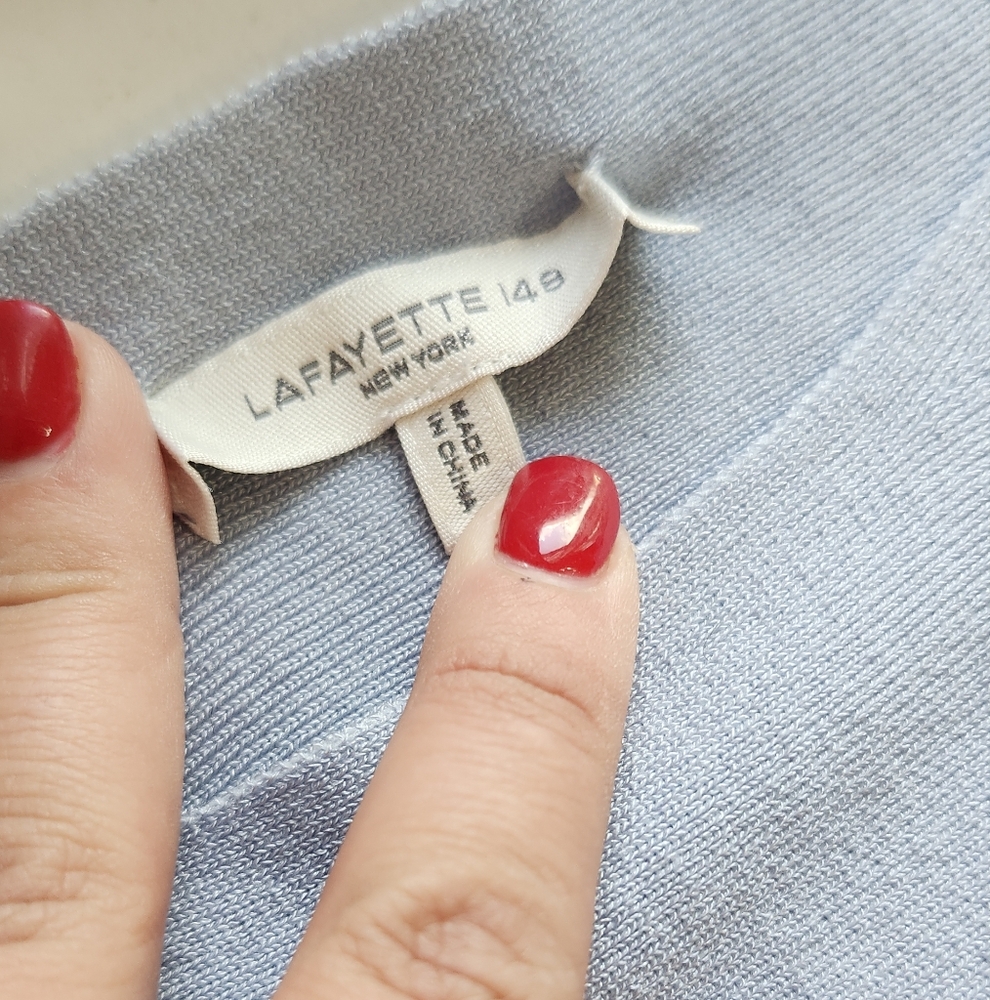 Lafayette 148 New York Light Blue Crewneck Sweater - Picture 2 of 5